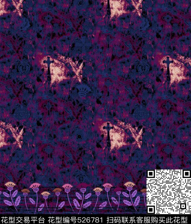 字母定位花扎染华亿平台传统印花华亿平台下载（图片编号: 526781） - 瓦栏（Walan）