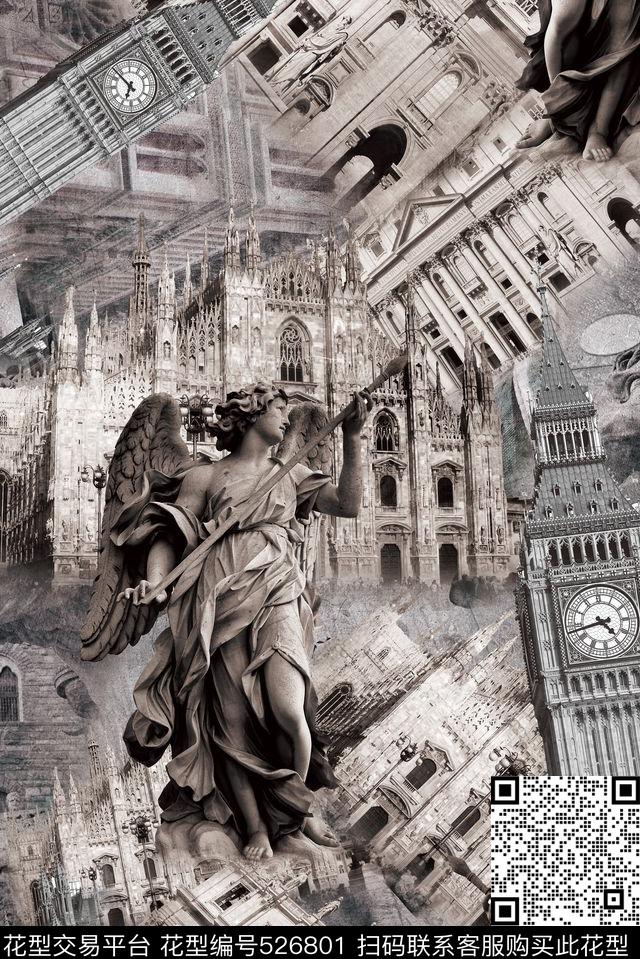 女装潮流时尚大牌国外雕像数码印花华亿平台下载（图片编号: 526801） - 瓦栏（Walan）
