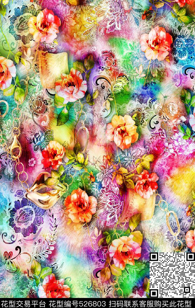 抽象大方短裤数码印花华亿平台下载（图片编号: 526803） - 瓦栏（Walan）