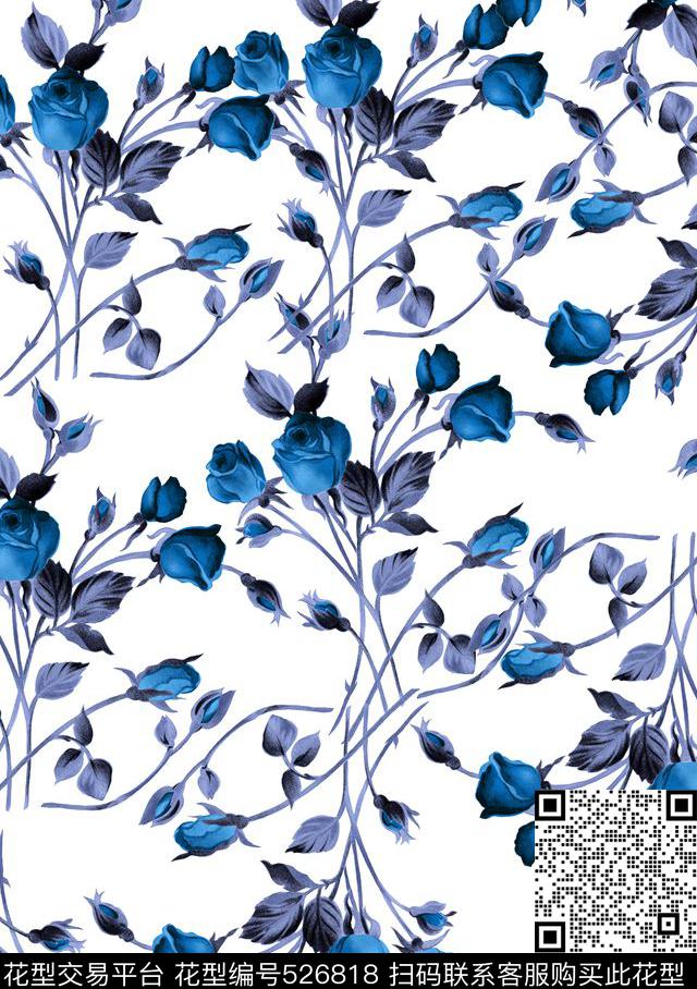 花卉传统印花华亿平台下载（图片编号: 526818） - 瓦栏（Walan）