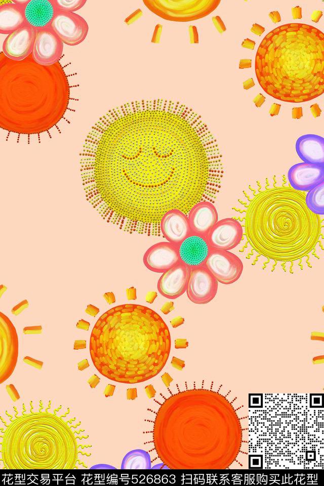 花朵卡通手绘传统印花华亿平台下载（图片编号: 526863） - 瓦栏（Walan）