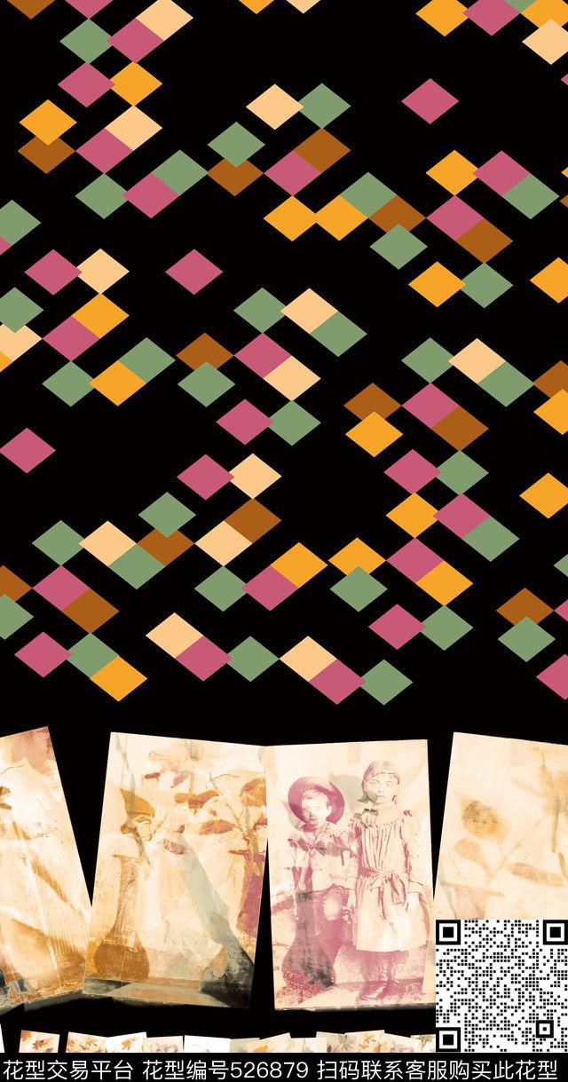 字母定位花扎染华亿平台传统印花华亿平台下载（图片编号: 526879） - 瓦栏（Walan）