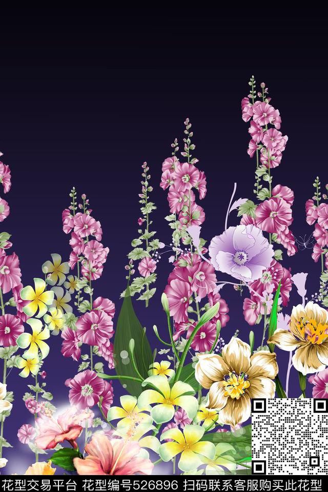 定位花卉植物数码印花华亿平台下载（图片编号: 526896） - 瓦栏（Walan）