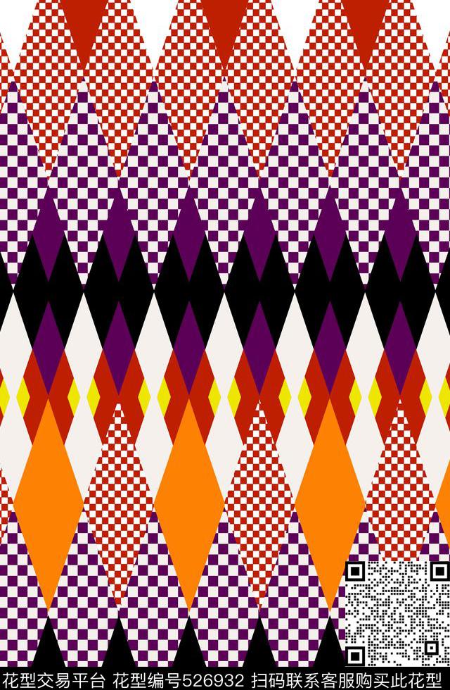 几何几何菱形方块时装传统印花华亿平台下载（图片编号: 526932） - 瓦栏（Walan）