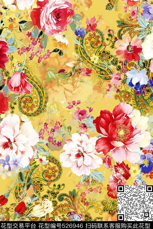 碎花花朵花卉数码印花华亿平台下载（图片编号: 526946） - 瓦栏（Walan）