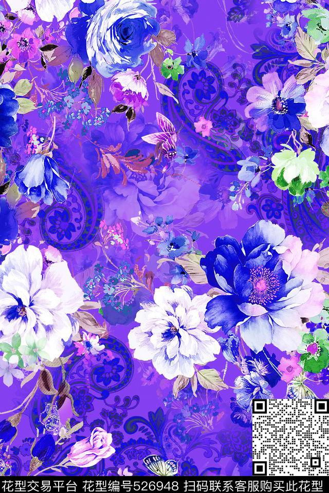 碎花花朵花卉数码印花华亿平台下载（图片编号: 526948） - 瓦栏（Walan）