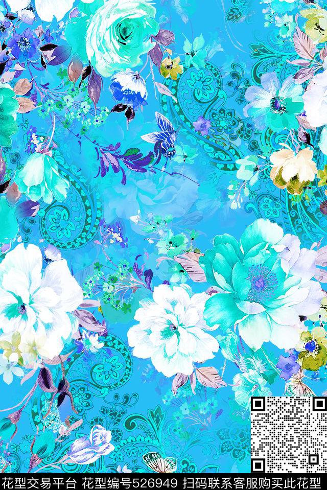 碎花花朵花卉数码印花华亿平台下载（图片编号: 526949） - 瓦栏（Walan）