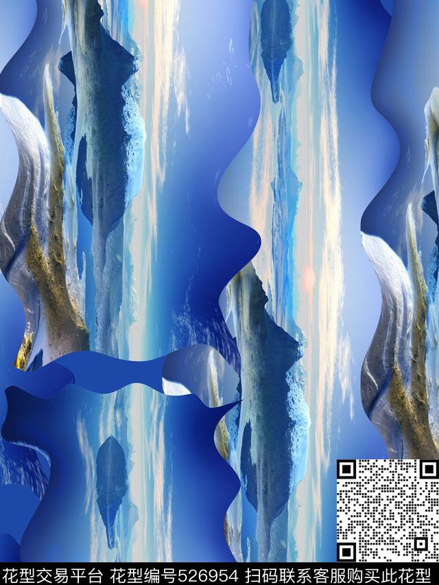 抽象风景夹克华亿平台数码印花华亿平台下载（图片编号: 526954） - 瓦栏（Walan）