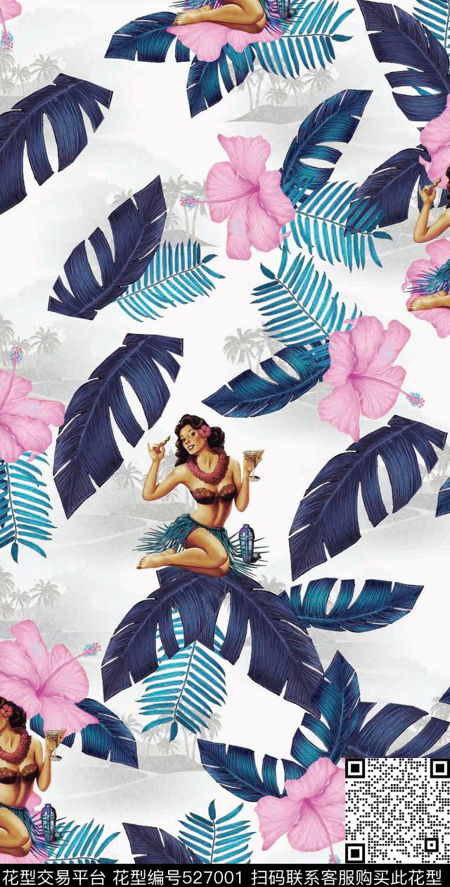 原创植物优雅数码印花华亿平台下载（图片编号: 527001） - 瓦栏（Walan）