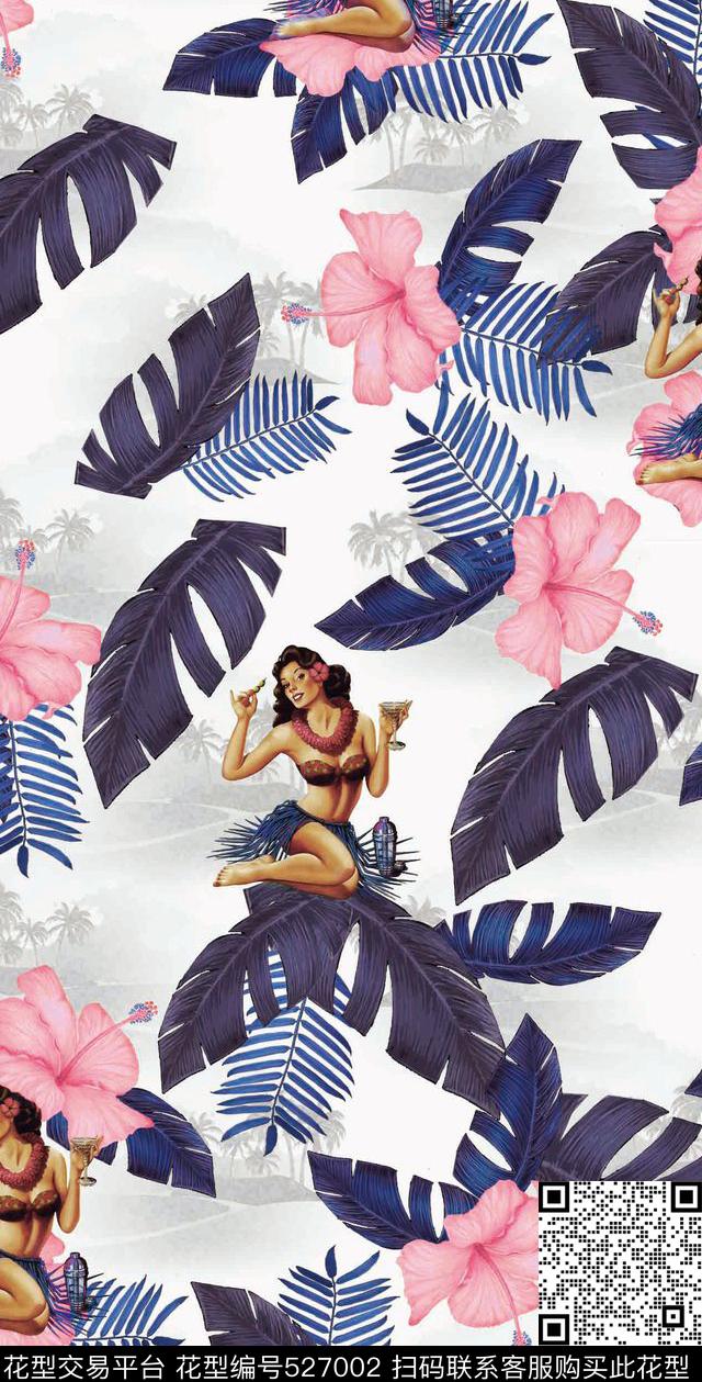 原创植物优雅数码印花华亿平台下载（图片编号: 527002） - 瓦栏（Walan）