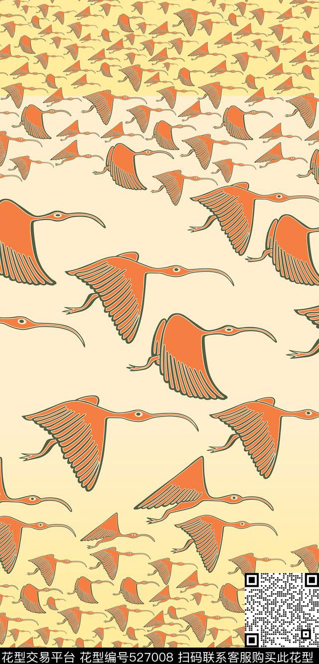 时尚女装手绘仿大牌女装手绘仿大牌万鸟飞动物华亿平台动物纹传统印花华亿平台下载（图片编号: 527008） - 瓦栏（Walan）