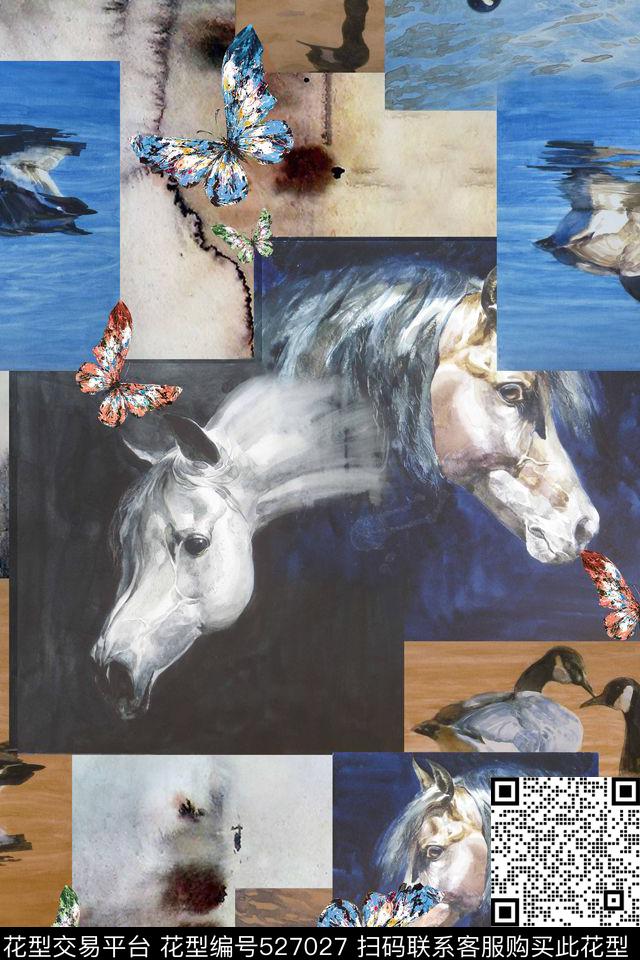 流行时尚水彩油画数码印花华亿平台下载（图片编号: 527027） - 瓦栏（Walan）