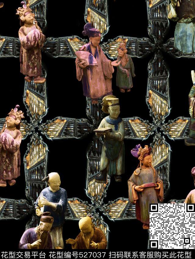 欧美复古最新时尚潮流家纺窗帘服装墙画欧式建筑复古陶瓷泥人中欧结合建筑数码印花华亿平台下载（图片编号: 527037） - 瓦栏（Walan）