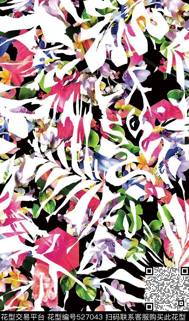 原创植物优雅数码印花华亿平台下载（图片编号: 527043） - 瓦栏（Walan）