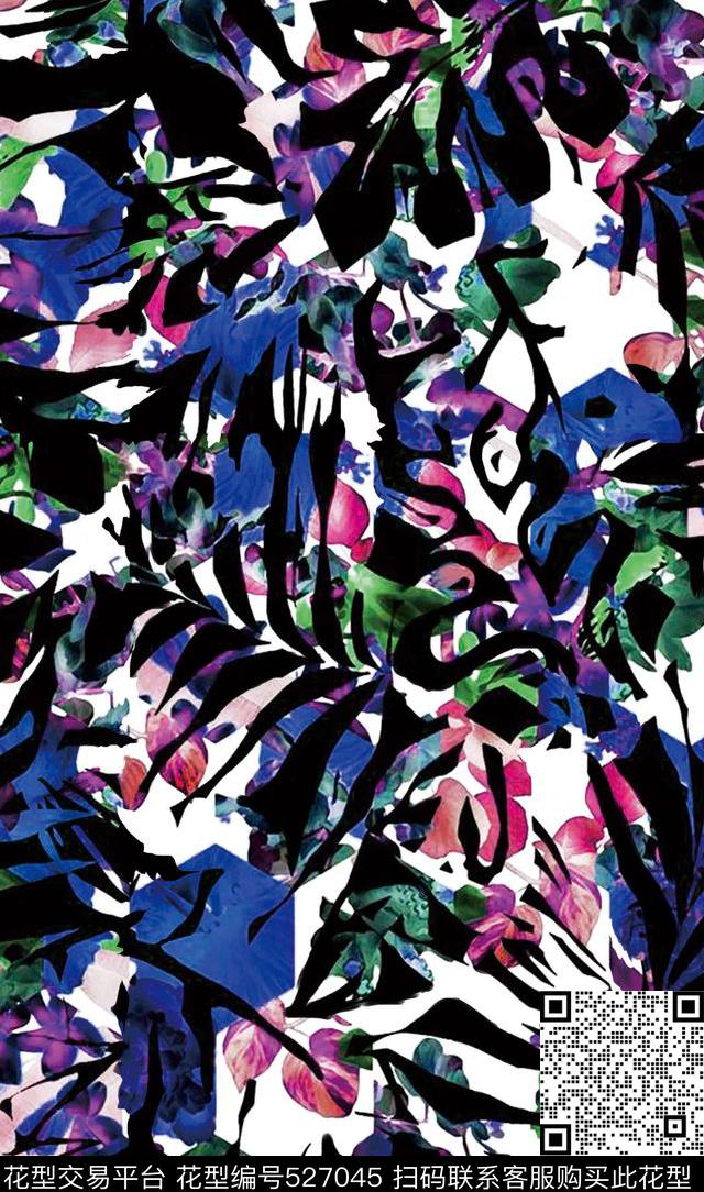 原创植物优雅数码印花华亿平台下载（图片编号: 527045） - 瓦栏（Walan）