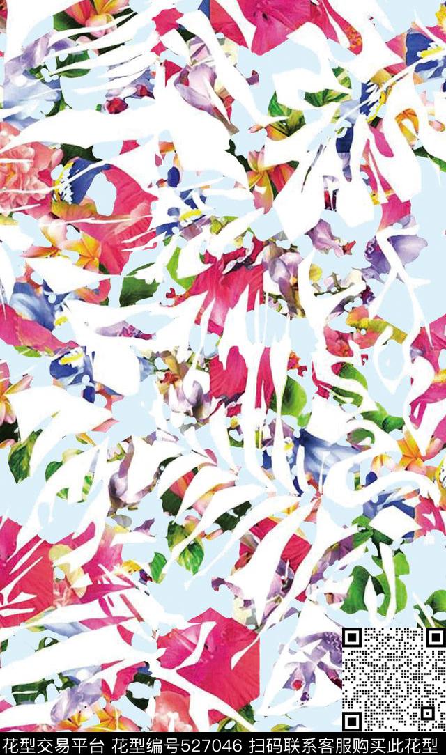 原创植物优雅数码印花华亿平台下载（图片编号: 527046） - 瓦栏（Walan）