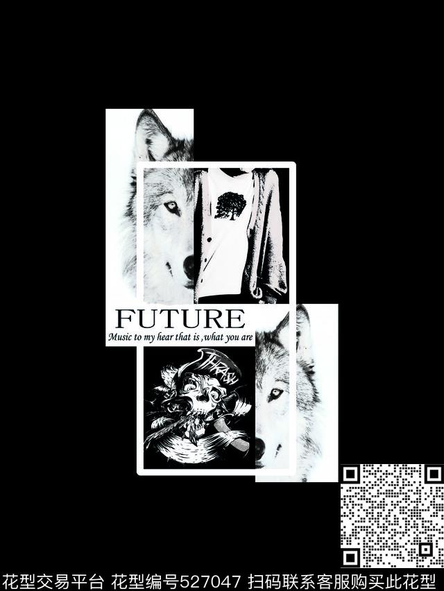 T恤图案定位T恤狼数码印花华亿平台下载（图片编号: 527047） - 瓦栏（Walan）