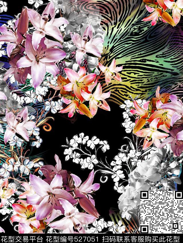 花组合动感数码华亿平台数码印花华亿平台下载（图片编号: 527051） - 瓦栏（Walan）