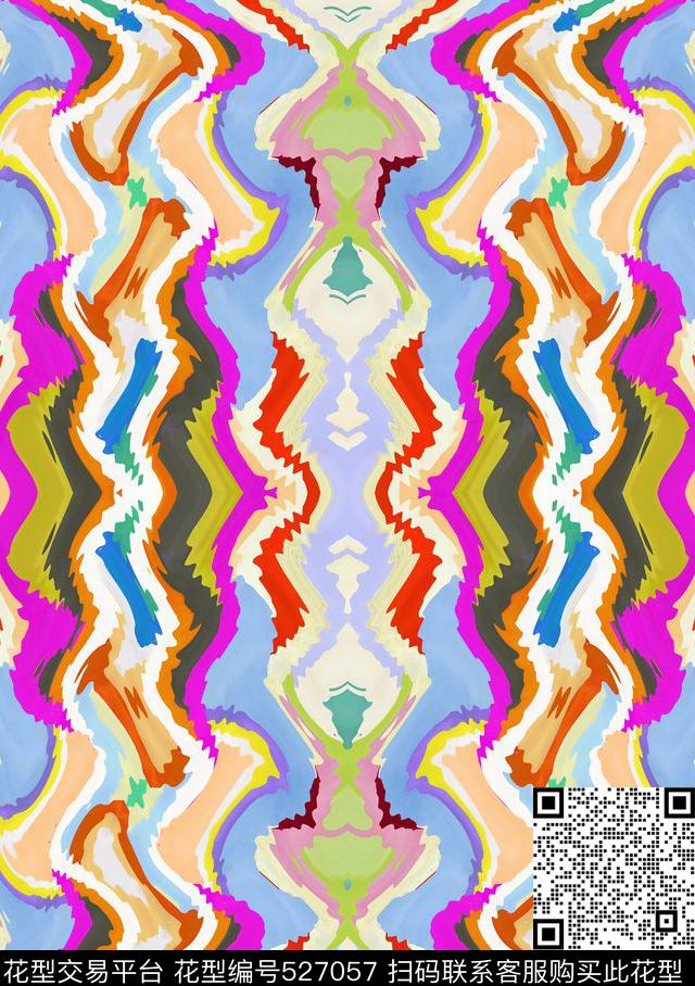 波浪波西米亚曲线传统印花华亿平台下载（图片编号: 527057） - 瓦栏（Walan）