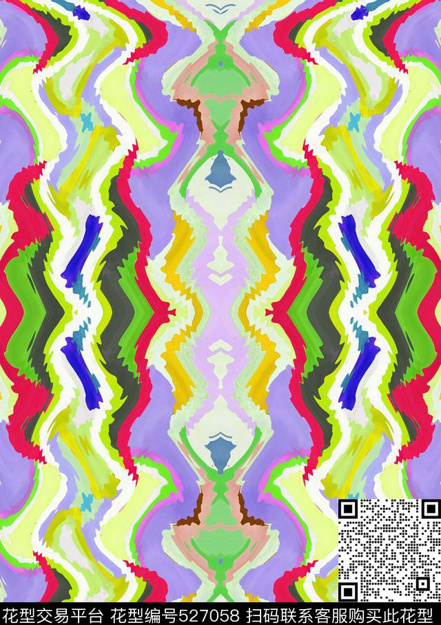 波西米亚波浪曲线数码印花华亿平台下载（图片编号: 527058） - 瓦栏（Walan）