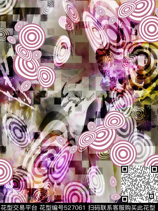 抽象几何动感抽象大气女装数码印花华亿平台下载（图片编号: 527061） - 瓦栏（Walan）