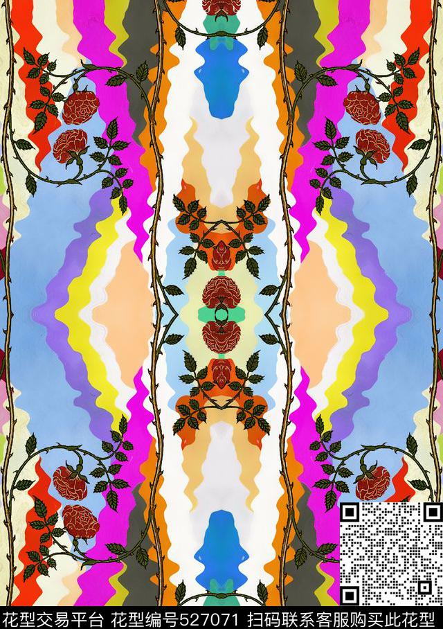 波西米亚藤条几何数码印花华亿平台下载（图片编号: 527071） - 瓦栏（Walan）
