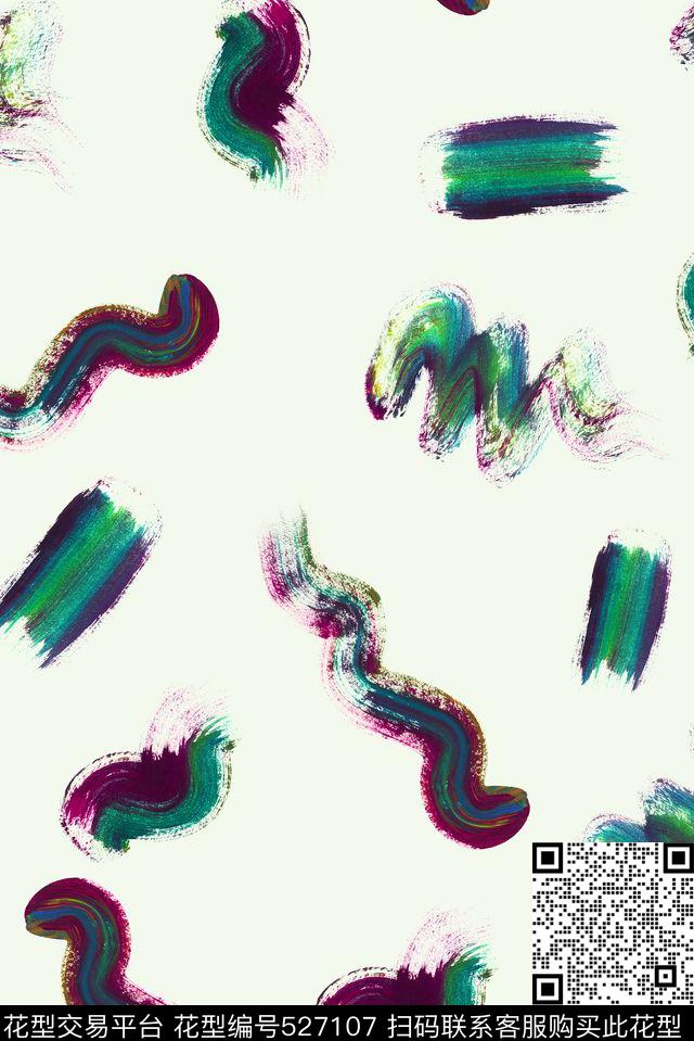 手绘抽象油画笔触数码印花华亿平台下载（图片编号: 527107） - 瓦栏（Walan）