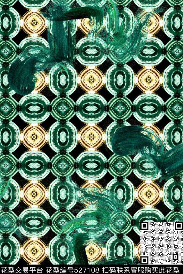 手绘抽象民族数码印花华亿平台下载（图片编号: 527108） - 瓦栏（Walan）