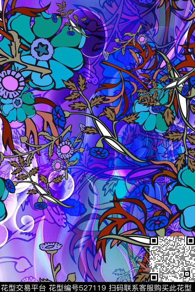 民族风花卉女装数码印花华亿平台下载（图片编号: 527119） - 瓦栏（Walan）