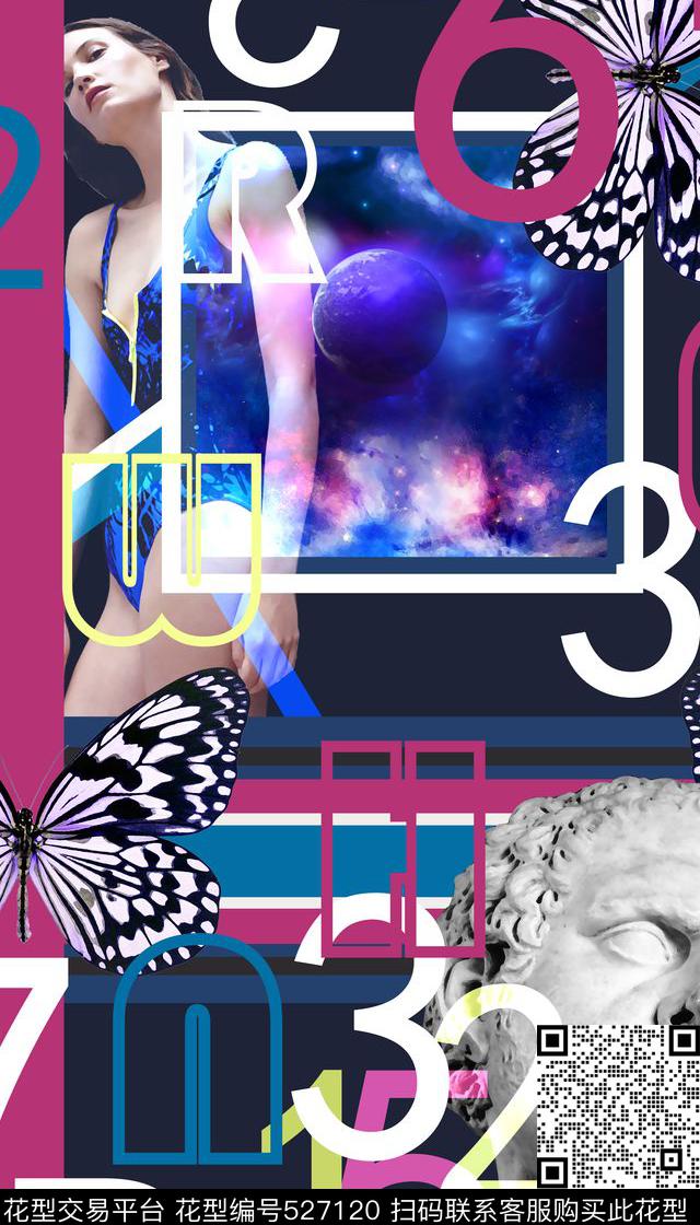 雕像模特时尚潮流数码印花华亿平台下载（图片编号: 527120） - 瓦栏（Walan）