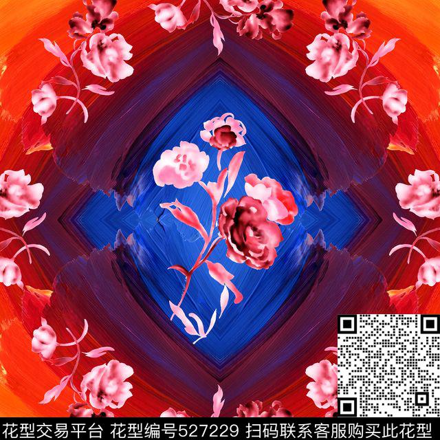 中国风水彩花卉数码印花华亿平台下载（图片编号: 527229） - 瓦栏（Walan）