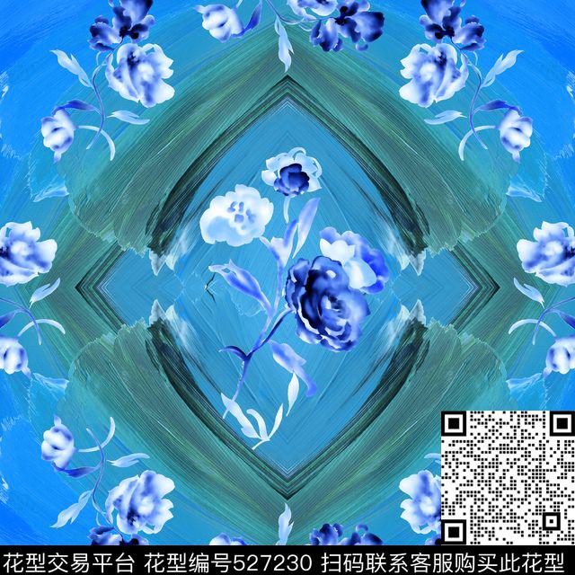 中国风水彩花卉数码印花华亿平台下载（图片编号: 527230） - 瓦栏（Walan）