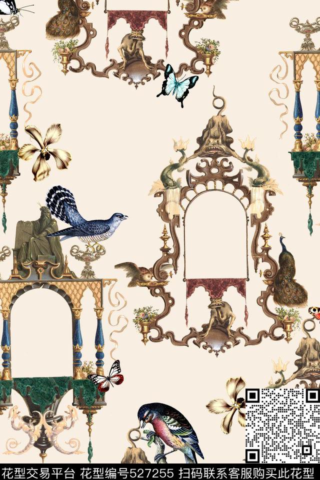 欧式复古相框数码印花华亿平台下载（图片编号: 527255） - 瓦栏（Walan）