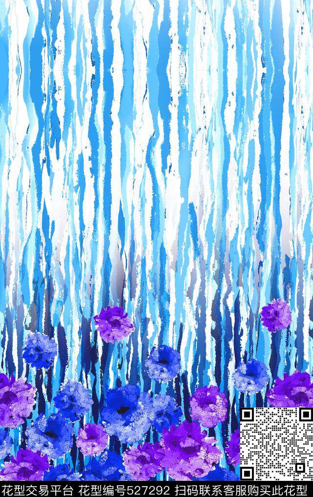 手绘花定位传统印花华亿平台下载（图片编号: 527292） - 瓦栏（Walan）