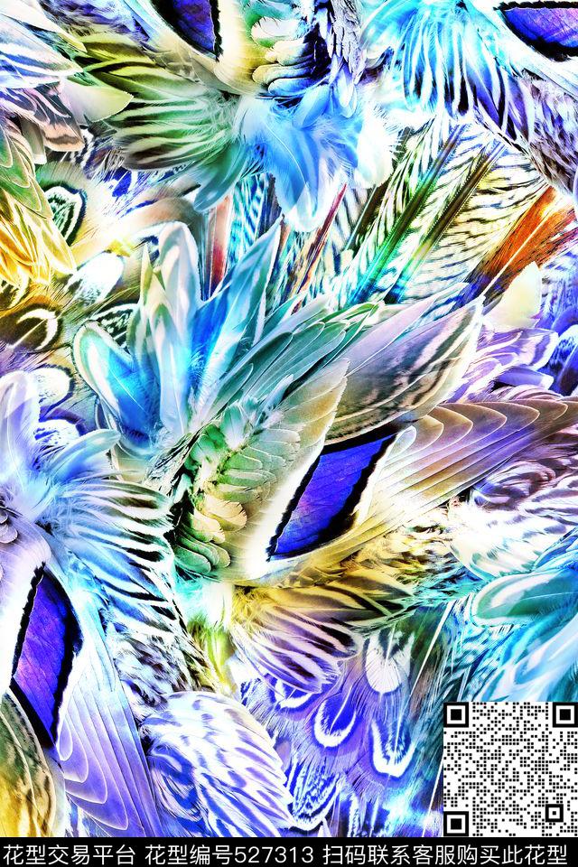 时尚羽毛光影数码印花华亿平台下载（图片编号: 527313） - 瓦栏（Walan）
