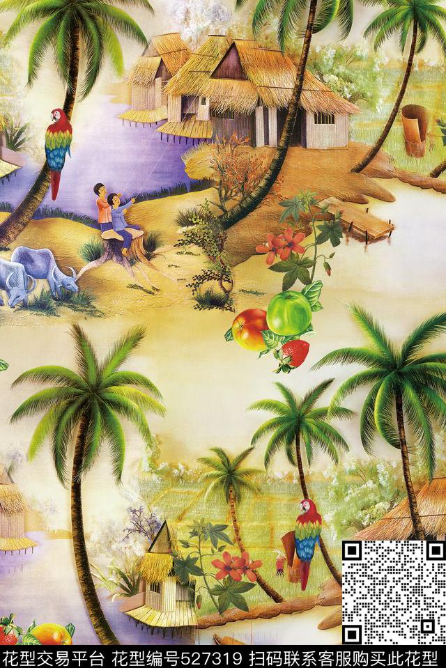 油画夏威夷海边沙滩风景欧式油画花卉水果数码印花华亿平台下载（图片编号: 527319） - 瓦栏（Walan）