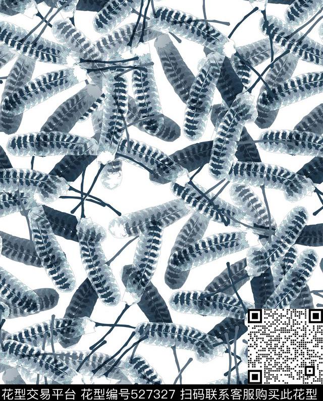 满版蓝色羽毛满版羽毛羽毛传统印花华亿平台下载（图片编号: 527327） - 瓦栏（Walan）