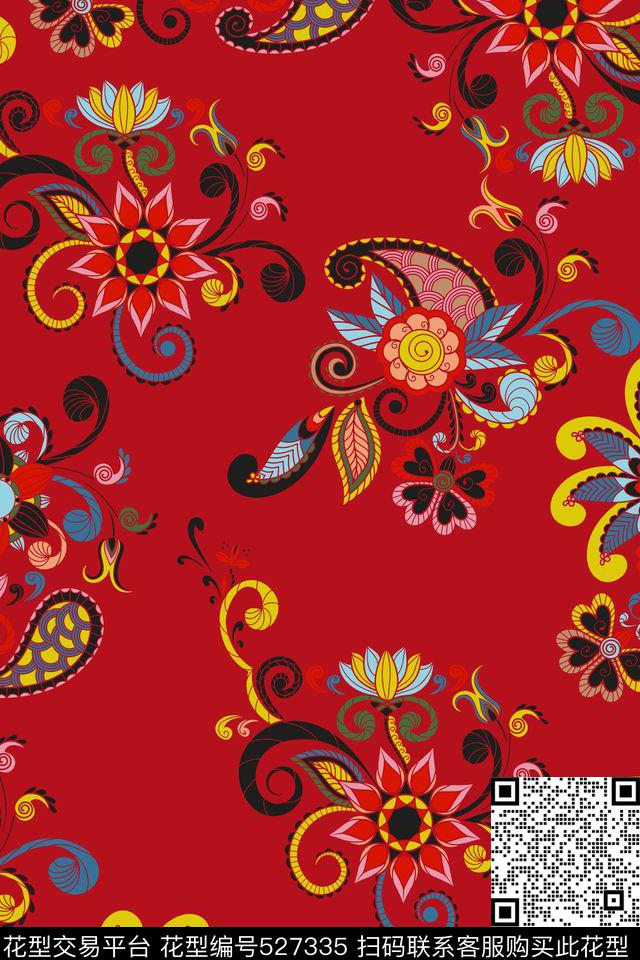 民族风女装欧式花纹传统印花华亿平台下载（图片编号: 527335） - 瓦栏（Walan）
