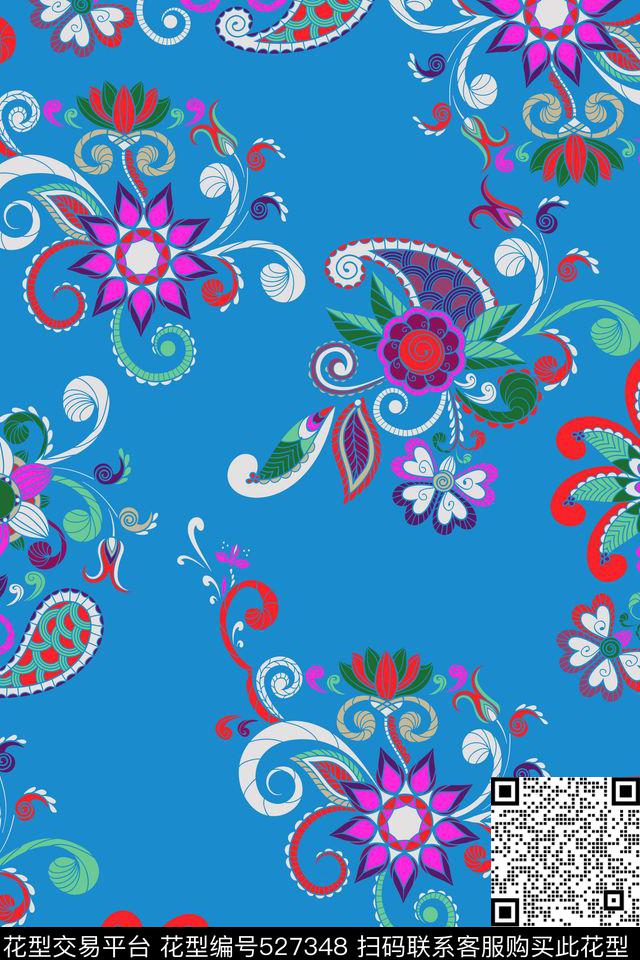 民族风女装欧式花纹传统印花华亿平台下载（图片编号: 527348） - 瓦栏（Walan）