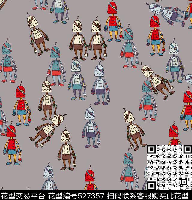 机械风小机器人机械传统印花华亿平台下载（图片编号: 527357） - 瓦栏（Walan）