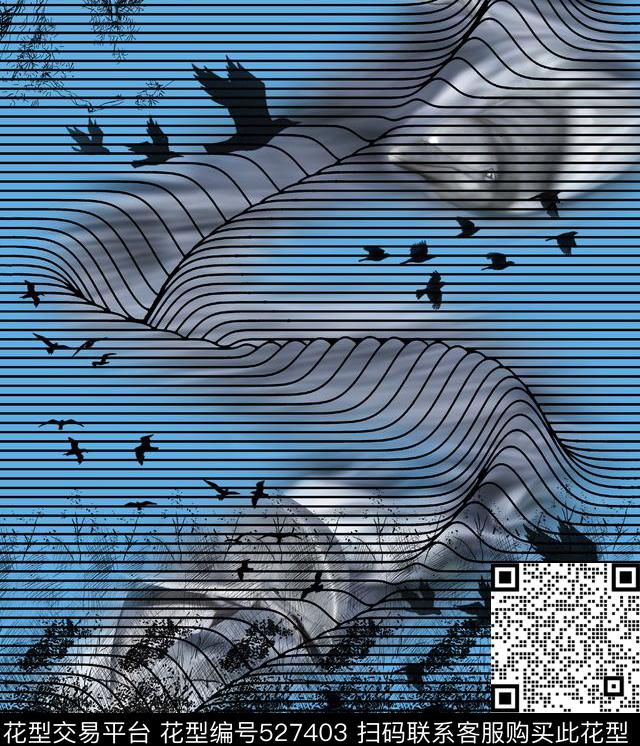 原创抽象树木数码印花华亿平台下载（图片编号: 527403） - 瓦栏（Walan）