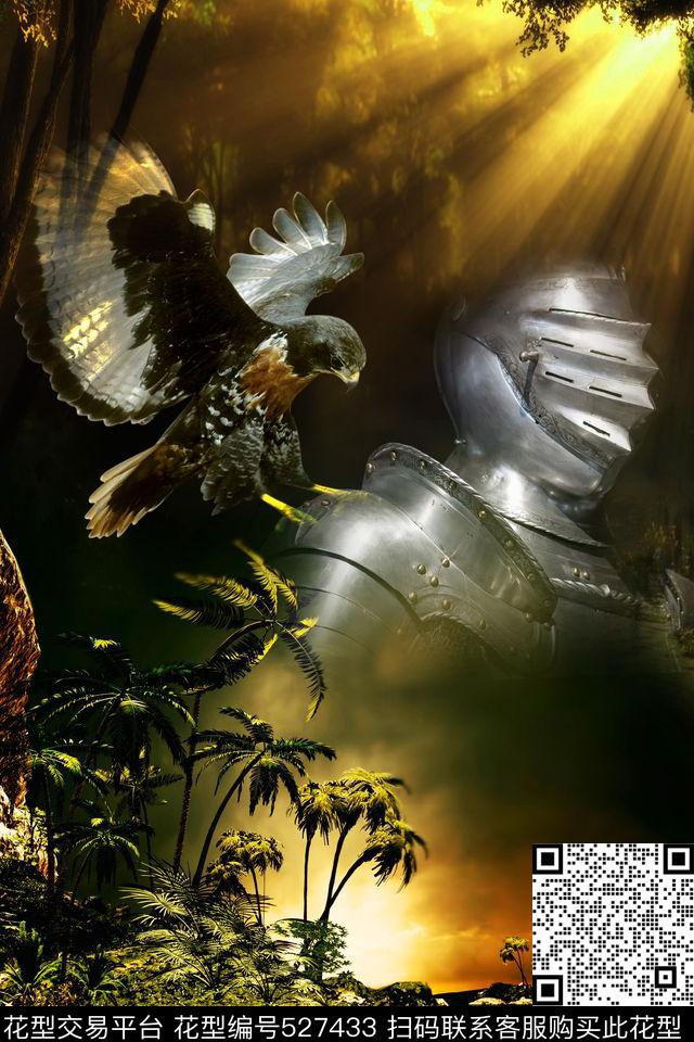 定位热带雨林盔甲数码印花华亿平台下载（图片编号: 527433） - 瓦栏（Walan）