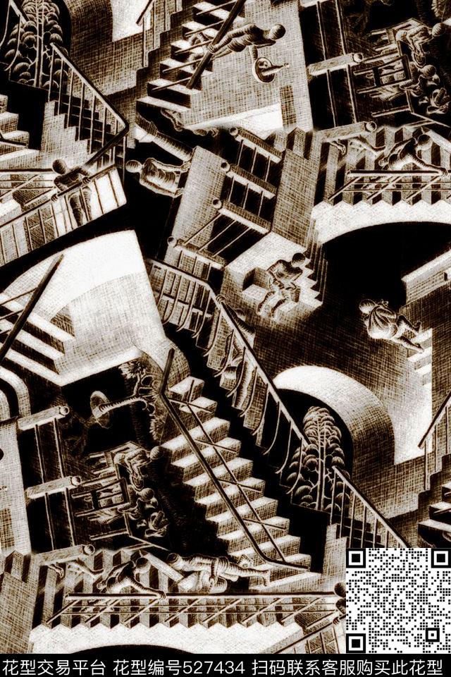 抽象楼梯雕塑数码印花华亿平台下载（图片编号: 527434） - 瓦栏（Walan）