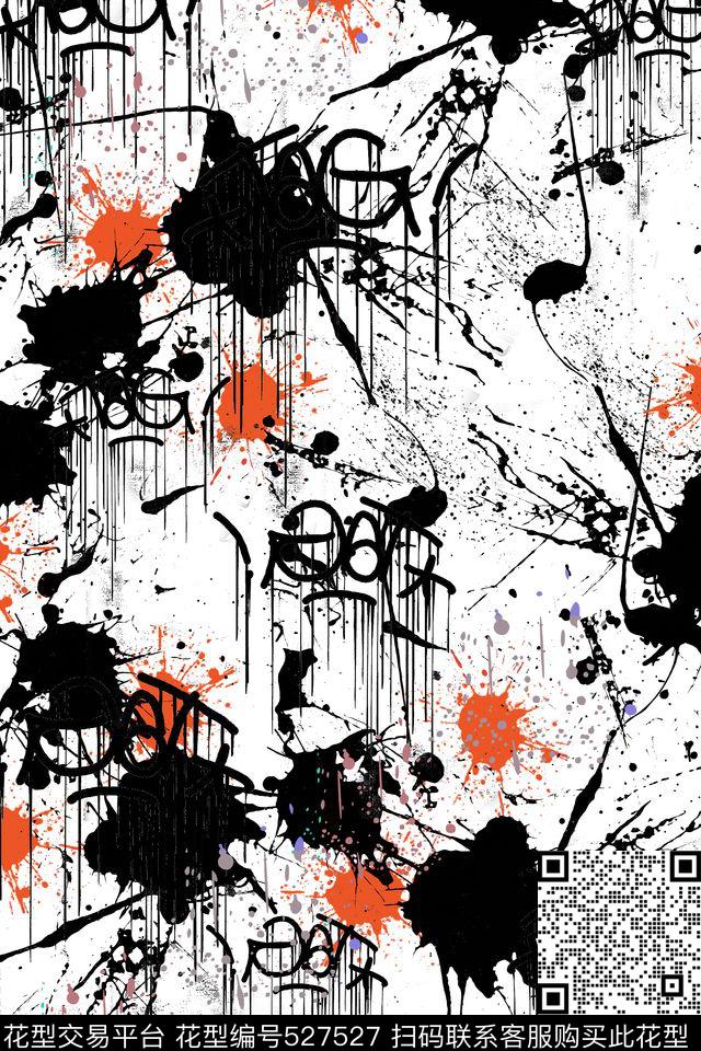 服装面料华亿平台墨迹抽象文字休闲时尚抽象水彩简洁小清新传统印花华亿平台下载（图片编号: 527527） - 瓦栏（Walan）