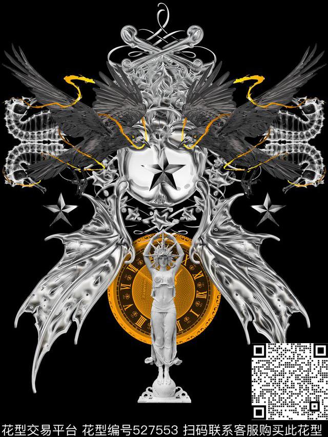 潮流复古鹰数码印花华亿平台下载（图片编号: 527553） - 瓦栏（Walan）