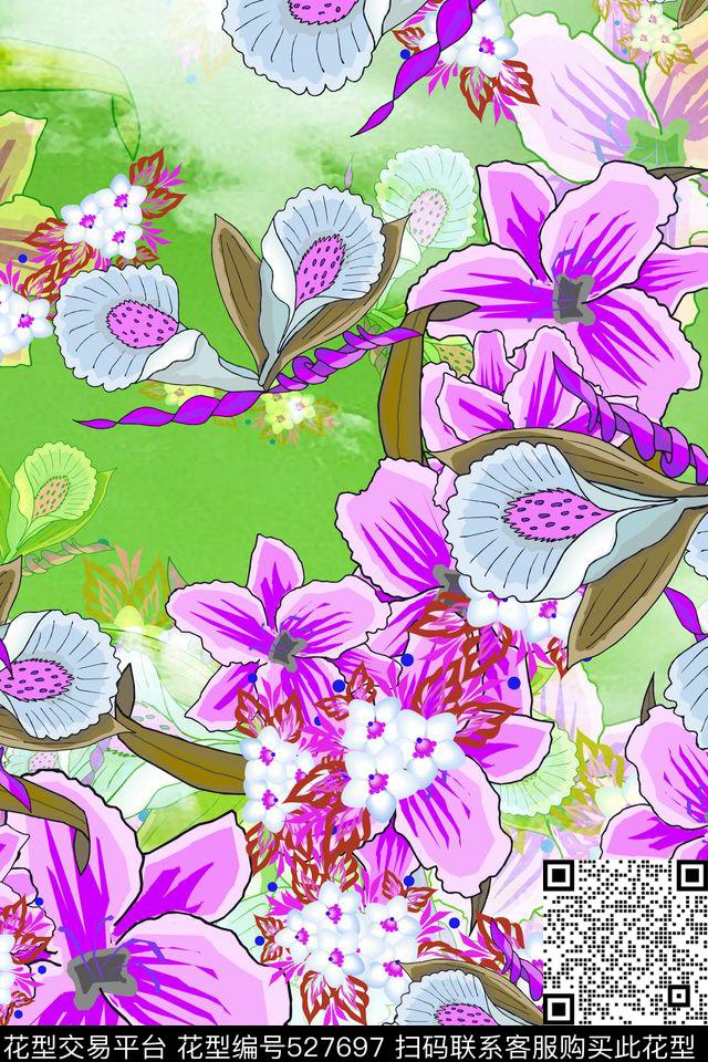 花卉女装家纺数码印花华亿平台下载（图片编号: 527697） - 瓦栏（Walan）