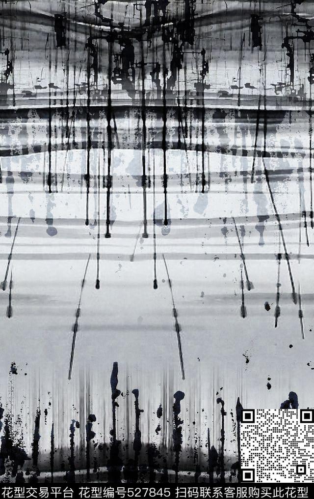 水墨写意潮流时尚原创数码印花华亿平台下载（图片编号: 527845） - 瓦栏（Walan）