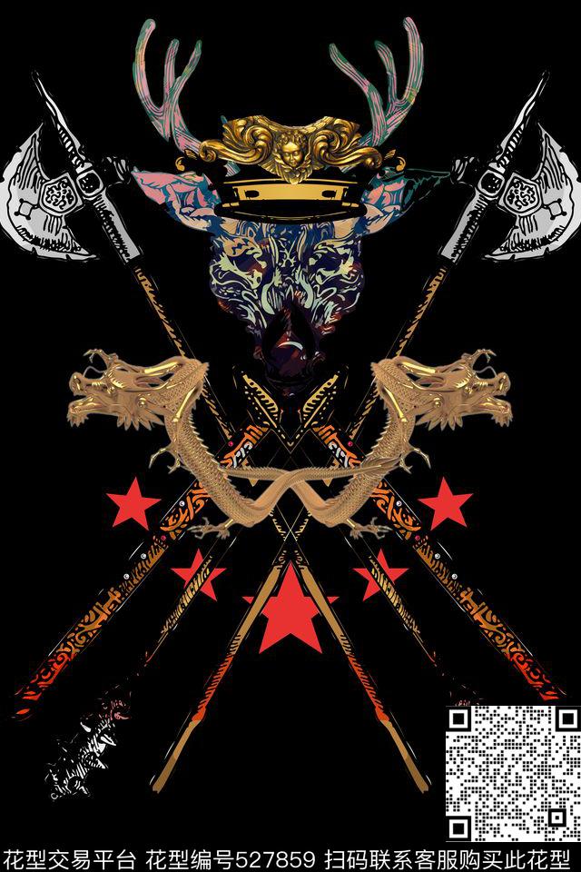 潮流复古男装华亿平台数码印花华亿平台下载（图片编号: 527859） - 瓦栏（Walan）