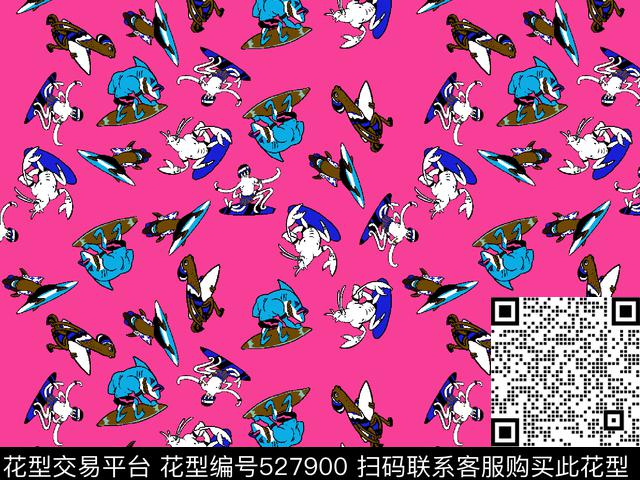 欧式热带风情鲨鱼传统印花华亿平台下载（图片编号: 527900） - 瓦栏（Walan）