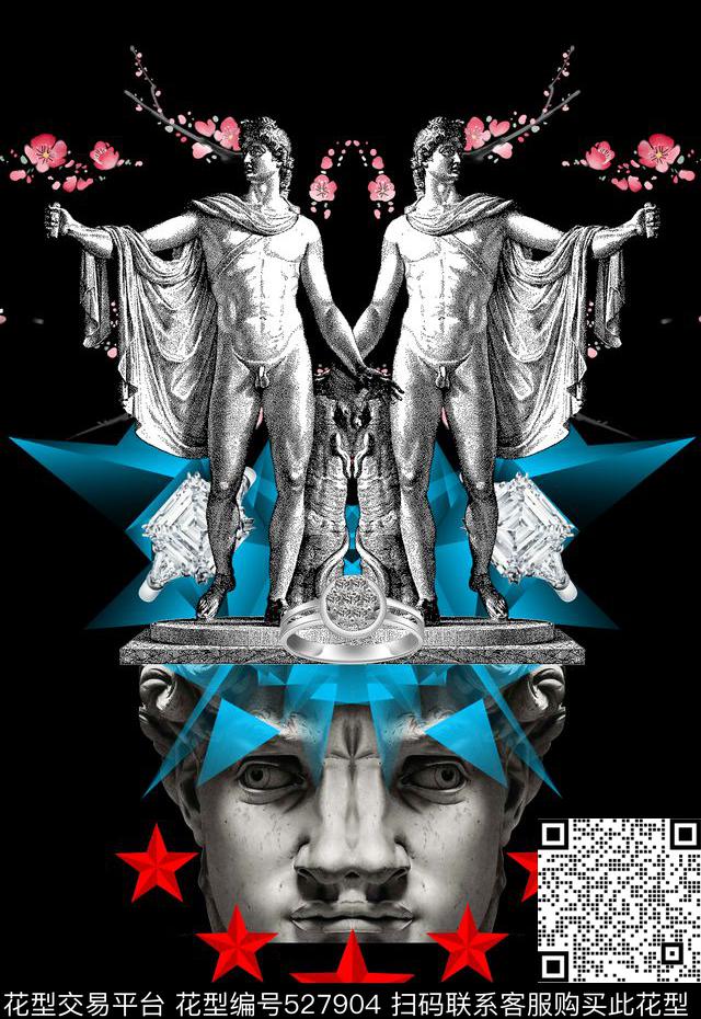 3D立体花卉潮流时尚大卫立体男装数码印花华亿平台下载（图片编号: 527904） - 瓦栏（Walan）